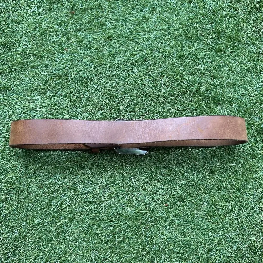 Justin Belt Leather Top‎ Grain Size 30 Brown Silver Buckle Made In USA
